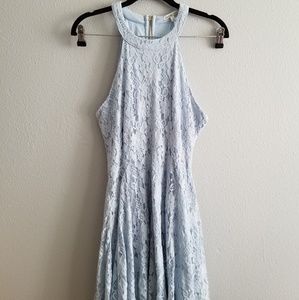 Baby Blue Floral Lace Halter Dress (CharRusse)